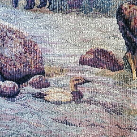 VTG 27x27 Tapestry Fabric Sample LaCrosse Furniture Co Country Wild Life Scene - Picture 5 of 6